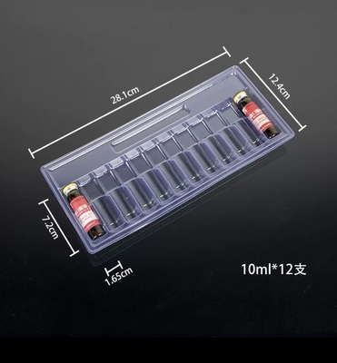 10ml 구강 액체 Ampoule 트레이 PET 투명 진공 트레이, 5개의 패키지, 10개의 패키지, 12개의 패키지