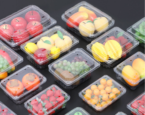 Full-box with lid disposable transparent packaging box for fruits and vegetables; transparent packaging box for fresh meat, food and fruits; plastic box