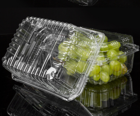 clamshell punnet   one‑piece hinged box  clear blister container grocery fruit container fruit display box